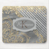 Gold Glittery Lotus Mandala Monogram Mousepad (Vorne)