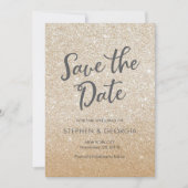 Gold Glittery Rette unseren Termin Hochzeitseinlad Save The Date (Vorderseite)