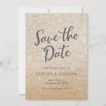 Gold Glittery Rette unseren Termin Hochzeitseinlad