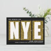Gold Glittery Silvester Cocktail Party Einladung (Stehend Vorderseite)
