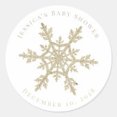 Gold Glittery Snowflake Classic Round Sticker (Vorderseite)