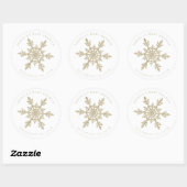 Gold Glittery Snowflake Classic Round Sticker (Blatt)