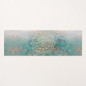 Gold Glittery Stars mit Mandala auf Aquamarin Yogamatte (Vorderseite (Horizontal))