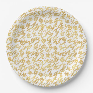 Gold Glitz Abstrakt Squiggles Pappteller