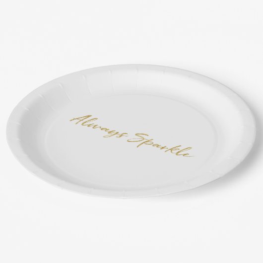 Gold Glitz Always Sparkle Pappteller (Schrägansicht)