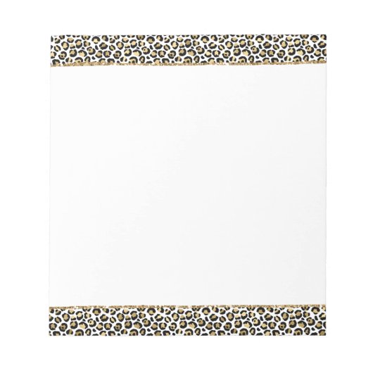 Gold Glitz Black Leopard Print Notizblock (Vorderseite)