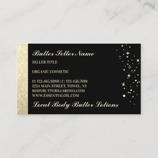 Gold Glitz Body Butter Kosmetische Creme Visitenkarte (Rückseite)