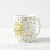 Gold Glitz Confetti Monogram Kaffeetasse (VorderseiteRechts)