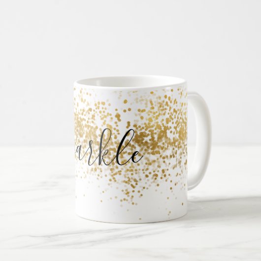 Gold Glitz Confetti Sparkle Kaffeetasse (VorderseiteRechts)