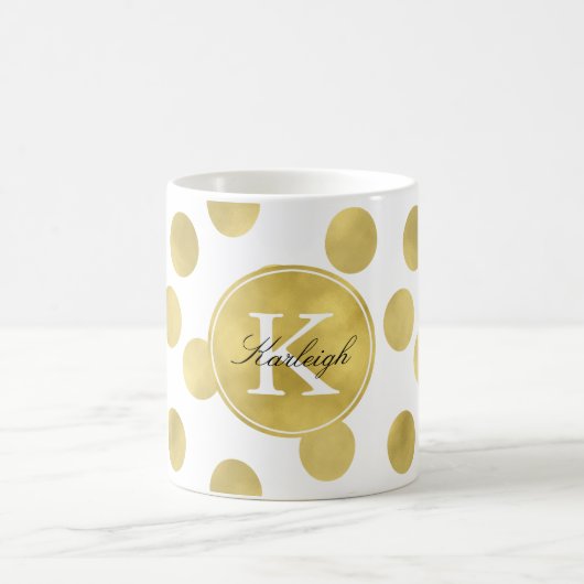 Gold Glitz Dots Monogram Kaffeetasse (Mittel)