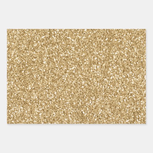 Gold Glitz Glitzer Geschenkpapier Set (Vorderseite 3)