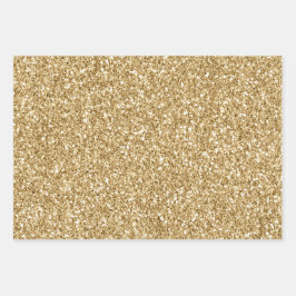 Gold Glitz Glitzer Geschenkpapier Set