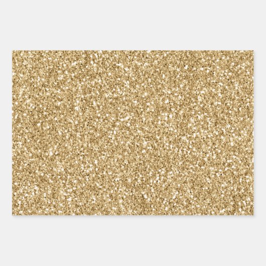 Gold Glitz Glitzer Geschenkpapier Set (Vorderseite)