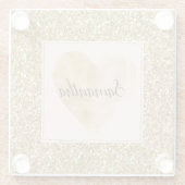 Gold Glitz Glitzer Herzname Glasuntersetzer (Rückseite)