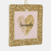 Gold Glitz Glitzer Herzname Keramikornament (Rechts)