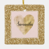 Gold Glitz Glitzer Herzname Keramikornament (Vorderseite)