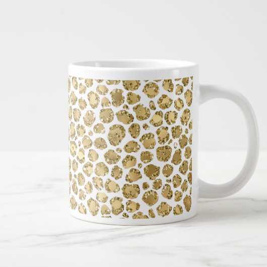 Gold Glitz Glitzer Leopard Jumbo-Tasse (Rechts)