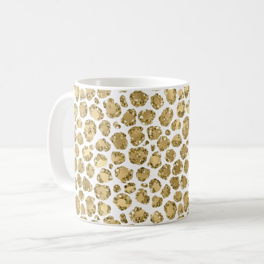 Gold Glitz Glitzer Leopard Kaffeetasse (Vorderseite Links)