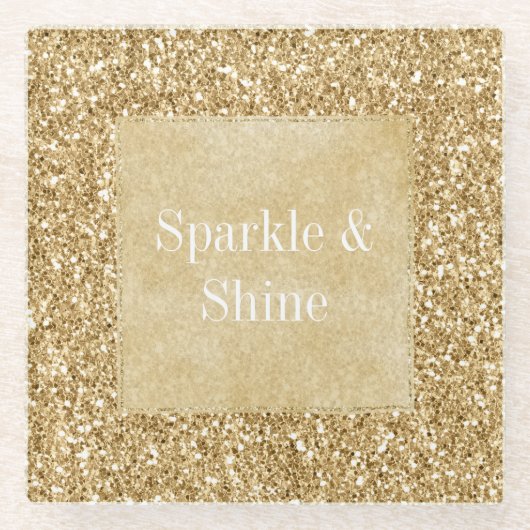 Gold Glitz Glitzer Sparkle Glasuntersetzer (Vorderseite)