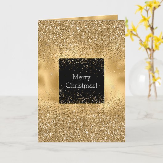 Gold Glitz Karte (Gelbe Blume)