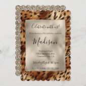Gold Glitz Stylish Glitzer Leopard Einladung (Vorne/Hinten)