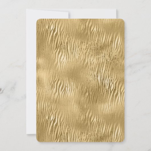 Gold Glitz Zebra Print Brautparty Einladung (Rückseite)