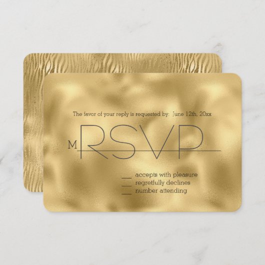 Gold Glitz Zebra Print UAWG RSVP Karte (Vorne/Hinten)