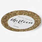 Gold Glitzer 13. Geburtstag Pappteller (Schrägansicht)