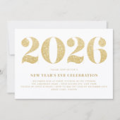 Gold Glitzer 2024 Silvester-Party Einladung (Vorderseite)