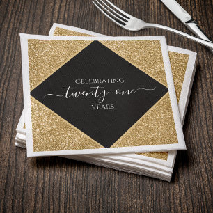 Gold Glitzer 21. Jubiläum Happy Birthday Party Serviette