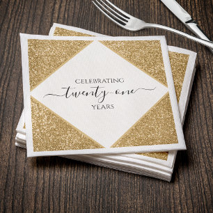 Gold Glitzer 21. Jubiläum Happy Birthday Party Serviette