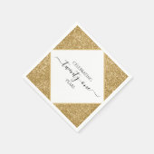 Gold Glitzer 21. Jubiläum Happy Birthday Party Serviette (Ecke)