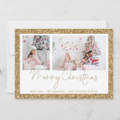 Gold Glitzer 2 Foto Script Merge Weihnachtskarte (Vorderseite)