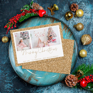 Gold Glitzer 2 Foto Script Merge Weihnachtskarte