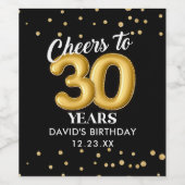 Gold Glitzer 30. Geburtstag Party Weinetikett (Einzelnes Label)