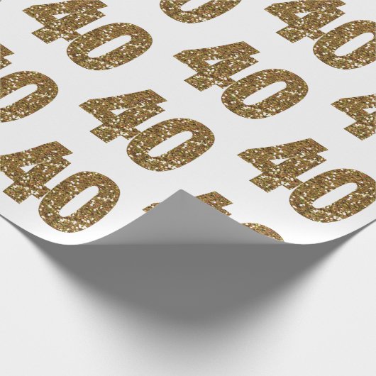 Gold Glitzer 40. Geburtstag Geschenkpapier (Ecke)