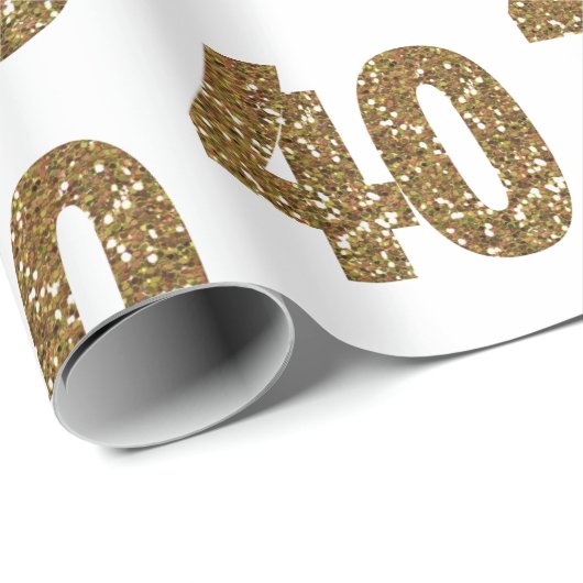Gold Glitzer 40. Geburtstag Geschenkpapier (Rolleneckpunkt)