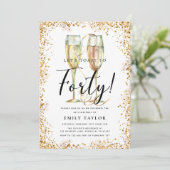 Gold Glitzer 40. Geburtstag Party Einladung (Stehend Vorderseite)