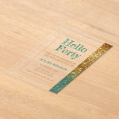 Gold Glitzer 40. Party Acryleinladungen (Ablage )