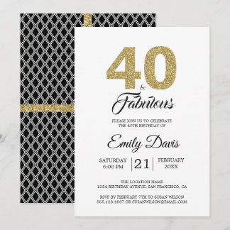 Gold Glitzer 40 und fabelhaft | 40. Geburtstag Par Einladung