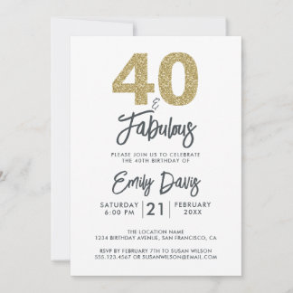 Gold Glitzer 40 und fabelhaft | 40. Geburtstag Par Einladung