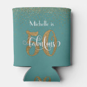 Gold Glitzer 50 & Fabulous Aquamarin Geburtstag Dosenkühler (Rückseite)