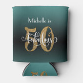 Gold Glitzer 50 & Fabulous Aquamarin Ombre Geburts Dosenkühler (Vorderseite)