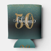 Gold Glitzer 50 & Fabulous Aquamarin Ombre Geburts Dosenkühler (Rückseite)