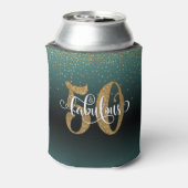 Gold Glitzer 50 & Fabulous Aquamarin Ombre Geburts Dosenkühler (Kanne Rückseite)