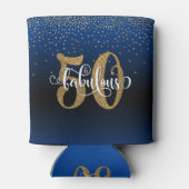 Gold Glitzer 50 & Fabulous Blue Ombre Geburtstag Dosenkühler (Rückseite)