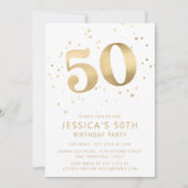 Gold Glitzer 50. Geburtstag Foto Einladung (Vorderseite)