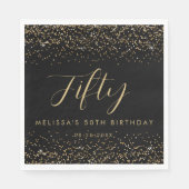 Gold Glitzer 50 Geburtstagsparty Personalisiert Serviette (Vorderseite)