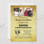 Gold Glitzer 50 Jahre Foto Einladung (Vorderseite)