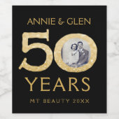 Gold Glitzer 50 Jahre Jubiläum Foto Template Wein Weinetikett (Einzelnes Label)